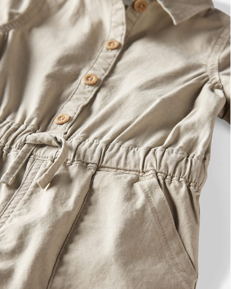 Toddler Romper Made With Organic Cotton Linen, image 2 of 4 slides