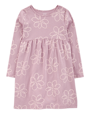 Kid Floral Long-Sleeve Jersey Dress, 