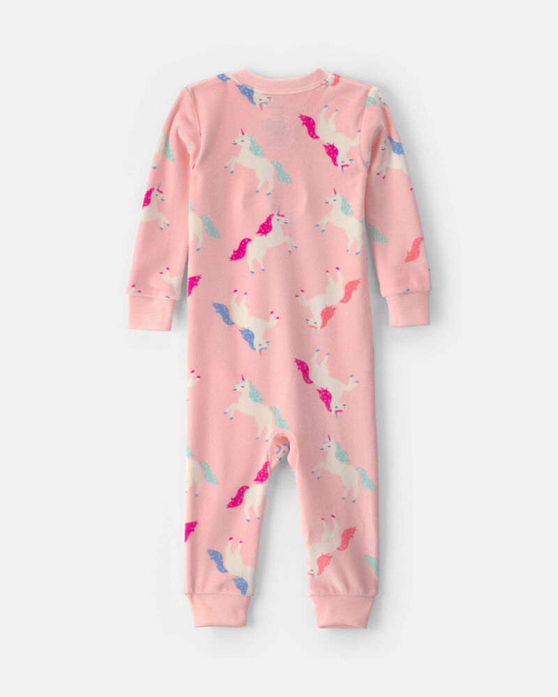B&eacute;b&eacute; fille - Pyjama ajust&eacute; 1 pi&egrave;ce en DreamPlush avec fermeture &agrave; glissi&egrave;re double sens &agrave; motif licorne - Rose, image 2 sur 4 diapositives