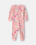 B&eacute;b&eacute; fille - Pyjama ajust&eacute; 1 pi&egrave;ce en DreamPlush avec fermeture &agrave; glissi&egrave;re double sens &agrave; motif licorne - Rose, image 2 sur 4 diapositives