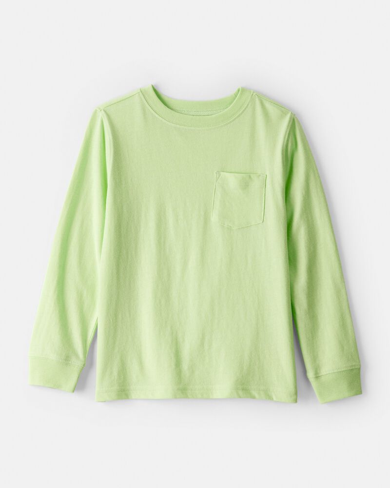 Boys Solid Pocket Long-Sleeve Tee - Green, image 1 of 3 slides