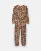 Girls 1-Piece Leopard DreamPlush Snug Fit Pyjama - Brown, image 2 of 4 slides