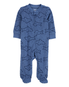 Baby Shark Print 2-Way Zip Terry Sleeper Pyjamas - Navy, image 1 of 3 slides