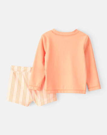 Baby Boy 2-Piece Long-Sleeve Rashguard Swimsuit Set - Orange, 