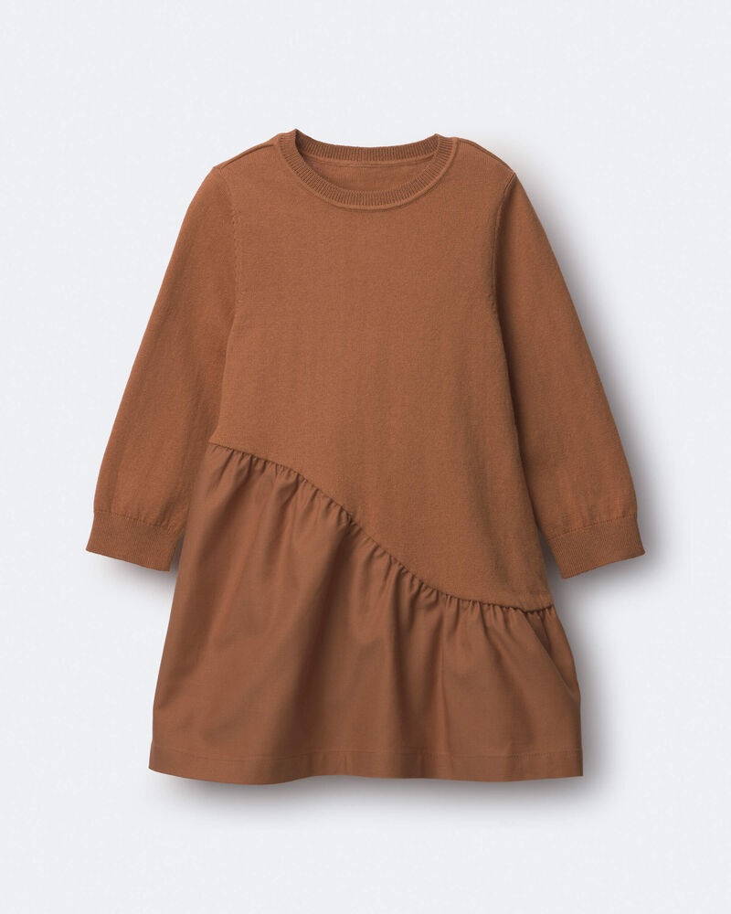 Toddler Girl Ribbed Long-Sleeve Asymmetrical Dress - Brown , image 1 of 2 slides