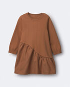 Toddler Girl Ribbed Long-Sleeve Asymmetrical Dress - Brown , image 1 of 2 slides