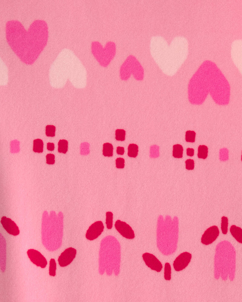 Toute-petit fille - Pyjama ajust&eacute; 1 pi&egrave;ce en DreamPlush avec pieds &agrave; motif jacquard et c&oelig;urs &ndash; Rose, image 3 sur 3 diapositives