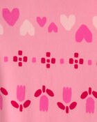 Toute-petit fille - Pyjama ajust&eacute; 1 pi&egrave;ce en DreamPlush avec pieds &agrave; motif jacquard et c&oelig;urs &ndash; Rose, image 3 sur 3 diapositives