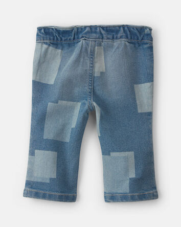 B&eacute;b&eacute; fille - Jean jambe droite &agrave; motif patchwork &ndash; D&eacute;lav&eacute; moyen, 