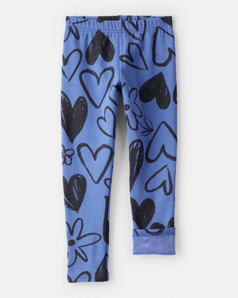 Kid Heart Pull-On Stretch Cozy Leggings - Blue, image 3 of 5 slides