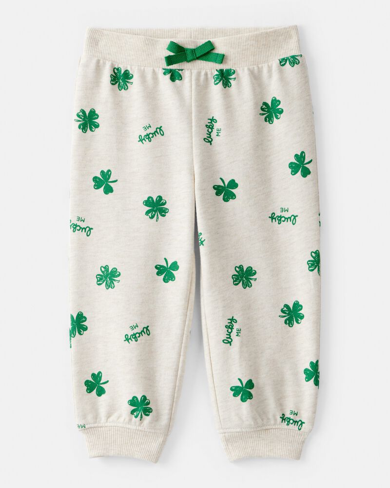 B&eacute;b&eacute; fille - Ensemble pantalon et chandail en jersey bouclette pour la Saint-Patrick - Cr&egrave;me, image 2 sur 3 diapositives