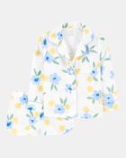 Toddler Floral Loose Fit Ribbed 2-Piece Pyjamas, image 1 of 3 slides