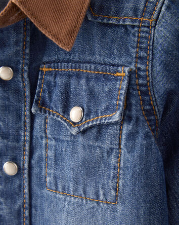 Baby Boy Western Denim Long-Sleeve Button-Down Shirt - Blue, 