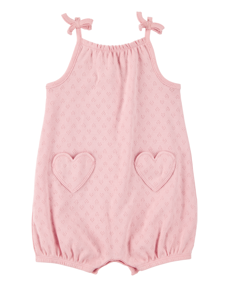 Baby Heart Pockets Cotton Romper, image 1 of 3 slides