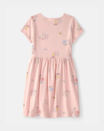Girls Easter Floral Short-Sleeve Dress - Pink, 