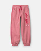 Girls 'New York' French Terry Joggers - Pink/Red, image 1 of 6 slides