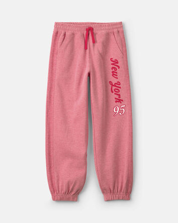 Filles - Pantalon de jogging en jersey bouclette &laquo;New York&raquo; - Rose/Rouge, 