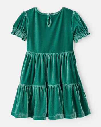 Toddler Girl Velour Dress - Green, 
