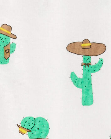 Pyjama 1 pièce à pieds en coton ajusté à motif de cactus, 