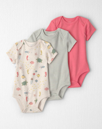 Baby 3-Pack Animal Print Short-Sleeve Multipack Bodysuits, 