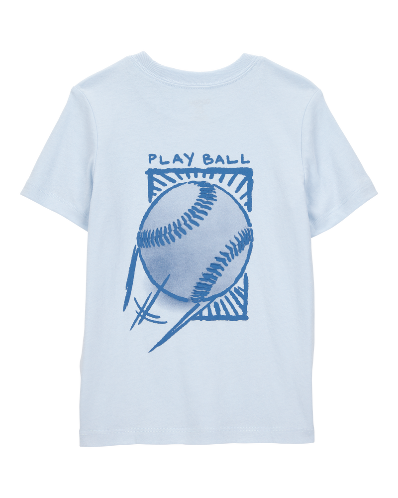 Tout-petit T-shirt à manches courtes imprimé de baseball - Bleu, image 2 sur 4 diapositives