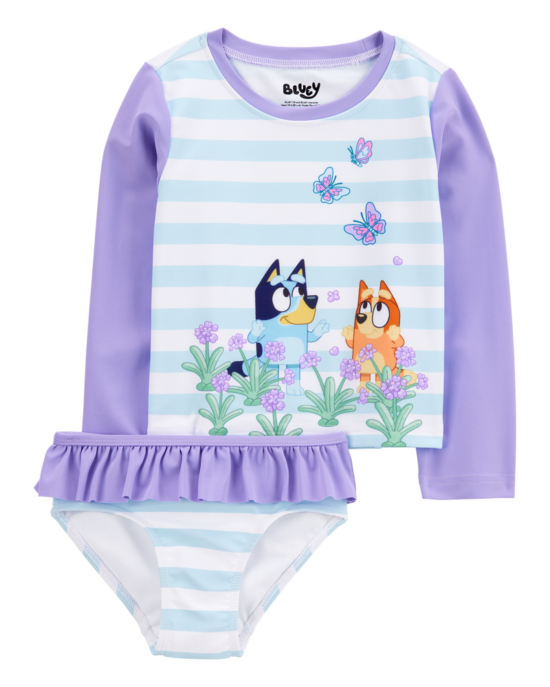 Blue/Purple Toddler Bluey™ 2-Piece Rashguard Swimsuit Set