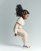 Toddler Girl Mock Neck Ruffle Top - Khaki, image 4 of 6 slides