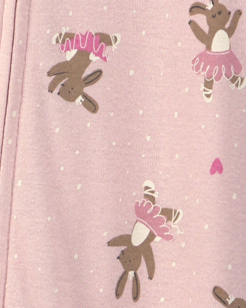 B&eacute;b&eacute; fille - Pyjama ajust&eacute; 1 pi&egrave;ce en coton &agrave; imprim&eacute; de lapins et ballerines &ndash; Rose, image 4 sur 5 diapositives