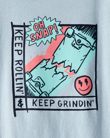 Boys Skateboard Long-Sleeve Graphic Tee - Blue, 