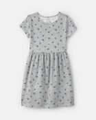 Girls Floral Short-Sleeve Dress - Grey, image 1 of 4 slides