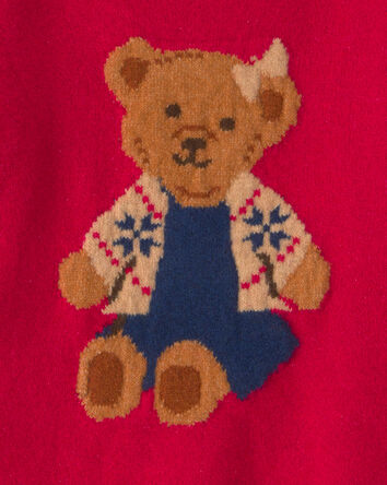 Toddler Girl Bear Sweater - Red, 