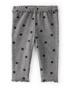 Baby Girl Flutter-Waist Polka Dot Pants - Grey, image 1 of 4 slides