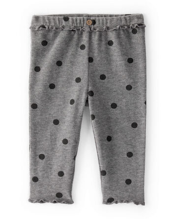 Baby Girl Flutter-Waist Polka Dot Pants - Grey, 
