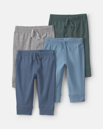 B&eacute;b&eacute; gar&ccedil;on - Emballage 4 pantalons &agrave; enfiler - Bleu/Vert, 