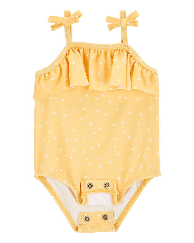 Baby Girl 1-Piece Polka Dot Swimsuit - Yellow, image 2 of 5 slides