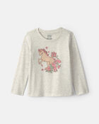 Toute-petit fille - T-shirt manches longues &agrave; motif cheval &ndash; Gris, image 1 sur 2 diapositives