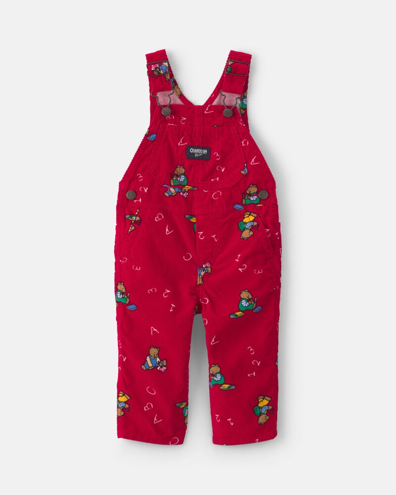 Baby Bear Corduroy Overalls - Red, image 1 of 7 slides