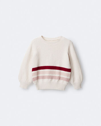 Toddler Girl Striped Pullover Sweater - Ivory, 