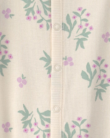 Baby Girl Floral Snug Fit Sleeper - Cream, 