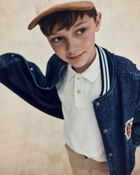 Boys Varsity Denim Jacket - Medium Wash, image 3 of 5 slides