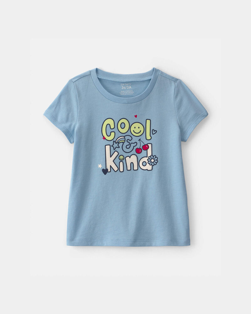 Tout-petit fille - T-shirt &agrave; imprim&eacute; &laquo;Cool & Kind&raquo; - Bleu, image 1 sur 2 diapositives