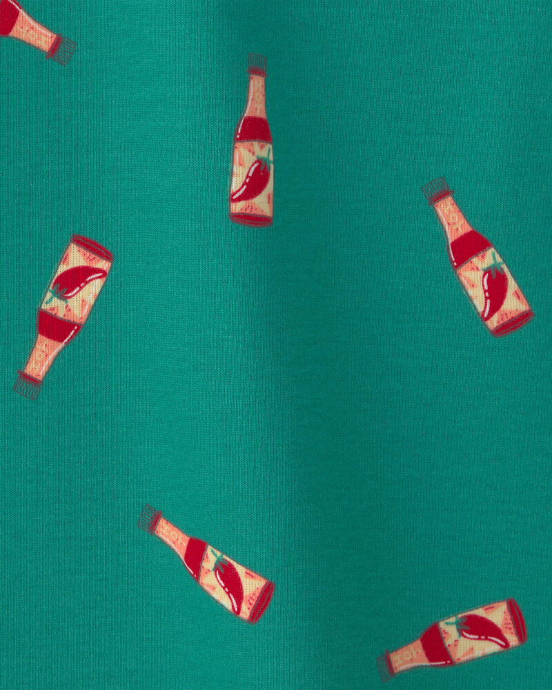 Boys Hot Sauce 100% Cotton Snug Fit 4-Piece Pyjama Set - Tan/Green, image 3 of 5 slides