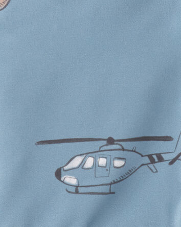 Boys Helicopter Print Rain Jacket - Blue, 