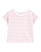 Kid Striped Short-Sleeve Fashion Top - Pink, image 1 of 3 slides