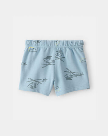 Baby Boy Helicopter French Terry Shorts - Blue, 