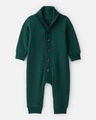Baby Boy Quilted Long-Sleeve Jumpsuit - Green, image 1 of 3 slides