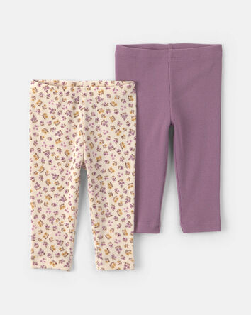 Baby Girl 2-Pack Floral Pull-On Pants - Purple, 