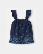 Tout-petit fille - D&eacute;bardeur &agrave; &eacute;paules volant&eacute;es &agrave; motif floral - Bleu marine, image 1 sur 2 diapositives