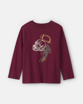 Boys Football Long-Sleeve Graphic Tee - Burgundy, 