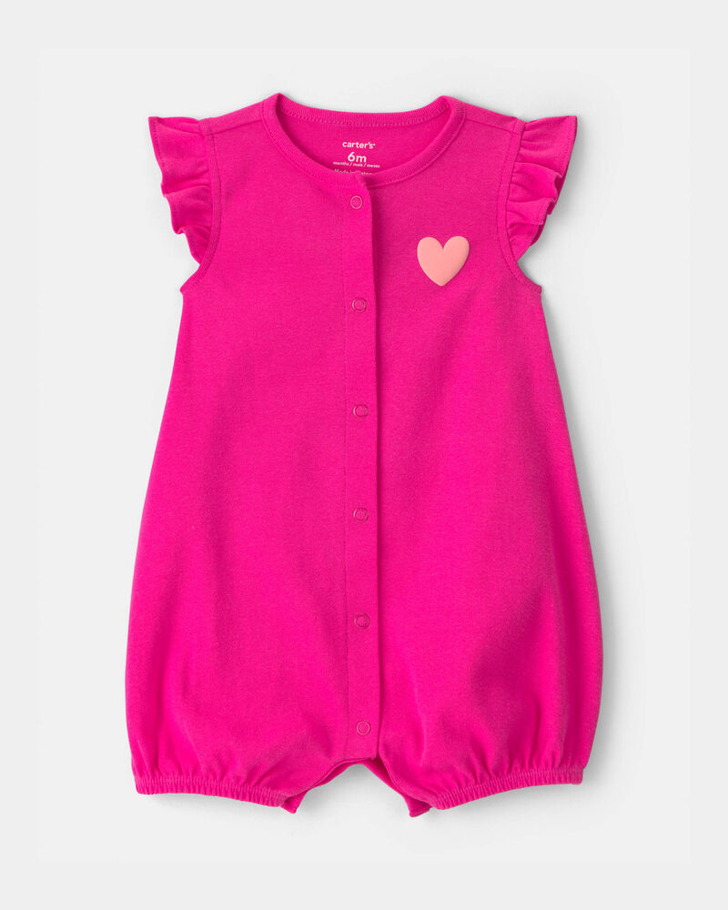 Baby Girl 'Little Love' Heart Sleeveless Romper - Pink, image 1 of 6 slides